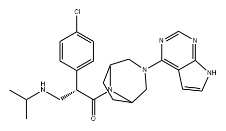 1-Propanone, 2-(4-chlorophenyl)-3-[(1-methylethyl)amino]-1-[3-(7H-pyrrolo[2,3-d]pyrimidin-4-yl)-3,8-diazabicyclo[3.2.1]oct-8-yl]-, (2S)- Structure