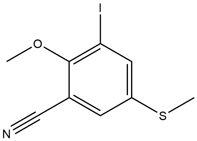 3-Iodo-2-methoxy-5-(methylthio)benzonitrile Structure