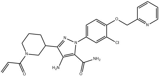 1H-Pyrazole-5-carboxamide, 4-amino-1-[3-chloro-4-(2-pyridinylmethoxy)phenyl]-3-[1-(1-oxo-2-propen-1-yl)-3-piperidinyl]- Structure