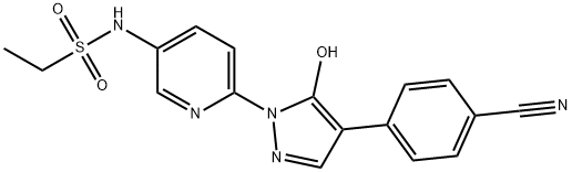 Ethanesulfonamide, N-[6-[4-(4-cyanophenyl)-5-hydroxy-1H-pyrazol-1-yl]-3-pyridinyl]- Structure