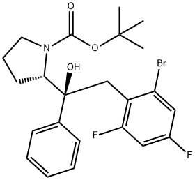 1-Pyrrolidinecarboxylic acid, 2-[(1S)-2-(2-bromo-4,6-difluorophenyl)-1-hydroxy-1-phenylethyl]-, 1,1-dimethylethyl ester, (2S)- Structure
