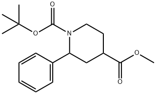 1,4-Piperidinedicarboxylic acid, 2-phenyl-, 1-(1,1-dimethylethyl) 4-methyl ester Structure