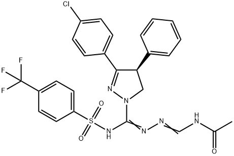 N-[[[[(4S)-3-(4-Chlorophenyl)-4,5-dihydro-4-phenyl-1H-pyrazol-1-yl][[[4-(trifluoromethyl)phenyl]sulfonyl]amino]methylene]amino]iminomethyl]acetamide Structure