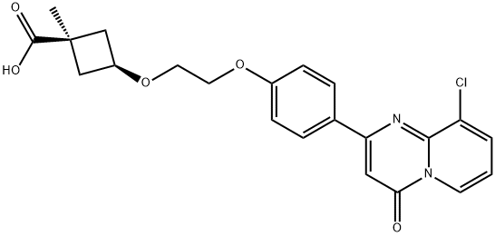 Cyclobutanecarboxylic acid, 3-[2-[4-(9-chloro-4-oxo-4H-pyrido[1,2-a]pyrimidin-2-yl)phenoxy]ethoxy]-1-methyl-, cis- Structure