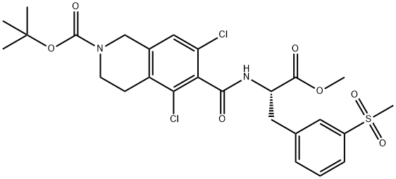 2(1H)-Isoquinolinecarboxylic acid, 5,7-dichloro-3,4-dihydro-6-[[[(1S)-2-methoxy-1-[[3-(methylsulfonyl)phenyl]methyl]-2-oxoethyl]amino]carbonyl]-, 1,1-dimethylethyl ester Structure