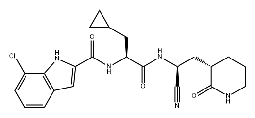 1H-Indole-2-carboxamide, 7-chloro-N-[(1S)-2-[[(1S)-1-cyano-2-[(3S)-2-oxo-3-piperidinyl]ethyl]amino]-1-(cyclopropylmethyl)-2-oxoethyl]- Structure