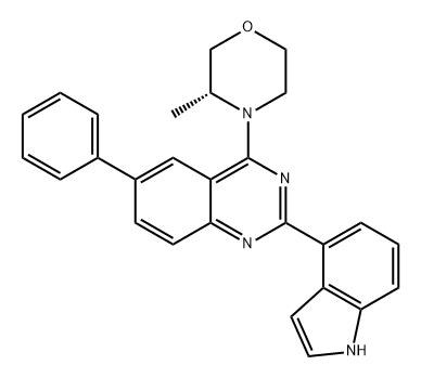 Quinazoline, 2-(1H-indol-4-yl)-4-[(3R)-3-methyl-4-morpholinyl]-6-phenyl- Structure