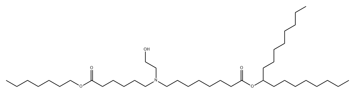 Octanoic acid, 8-[[6-(heptyloxy)-6-oxohexyl](2-hydroxyethyl)amino]-, 1-octylnonyl ester Structure