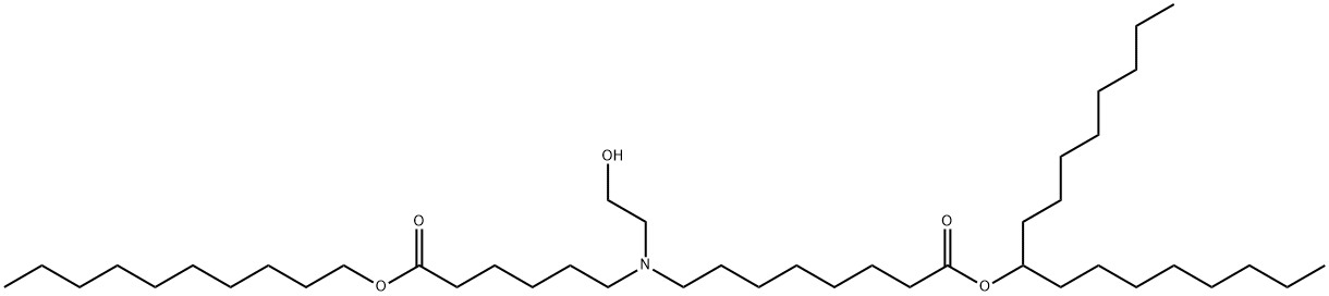 Octanoic acid, 8-[[6-(decyloxy)-6-oxohexyl](2-hydroxyethyl)amino]-, 1-octylnonyl ester Structure