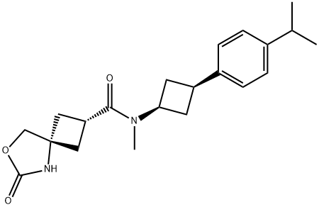 7-Oxa-5-azaspiro[3.4]octane-2-carboxamide, N-methyl-N-[cis-3-[4-(1-methylethyl)phenyl]cyclobutyl]-6-oxo-, cis- Structure