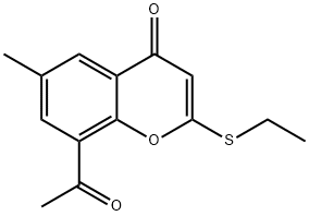 4H-1-Benzopyran-4-one, 8-acetyl-2-(ethylthio)-6-methyl- Structure