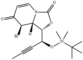 3H-Oxazolo[3,4-a]pyridine-3,7(1H)-dione, 8-bromo-1-[(1S)-1-[[(1,1-dimethylethyl)dimethylsilyl]oxy]-2-butyn-1-yl]-8,8a-dihydro-, (1S,8R,8aR)- Structure