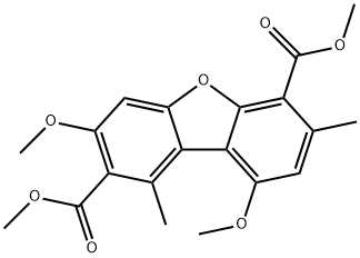 2,6-Dibenzofurandicarboxylic acid, 3,9-dimethoxy-1,7-dimethyl-, 2,6-dimethyl ester Structure