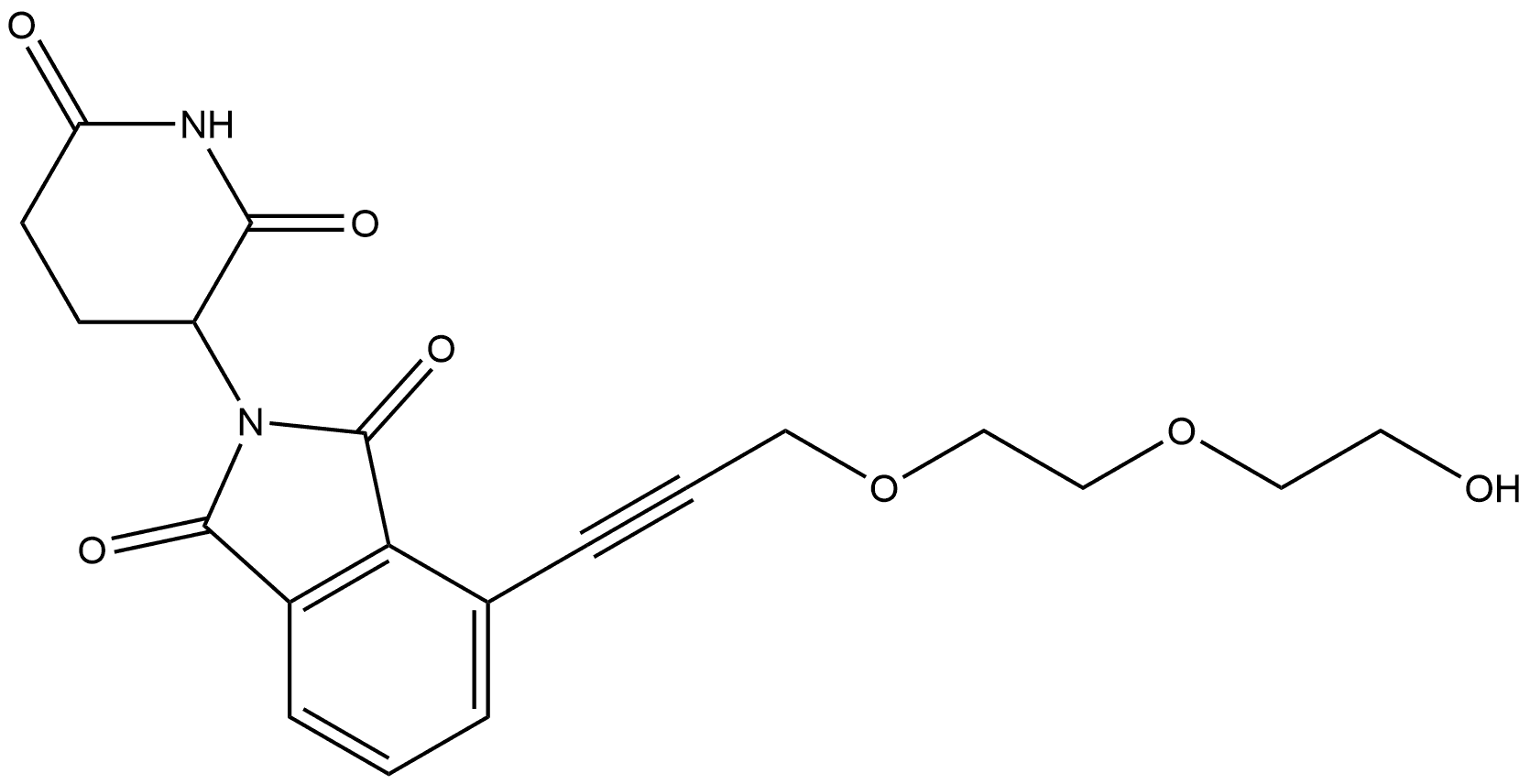 2-(2,6-Dioxo-3-piperidinyl)-4-[3-[2-(2-hydroxyethoxy)ethoxy]-1-propyn-1-yl]-1H-isoindole-1,3(2H)-dione (ACI) Structure