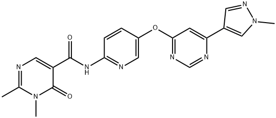 5-Pyrimidinecarboxamide, 1,6-dihydro-1,2-dimethyl-N-[5-[[6-(1-methyl-1H-pyrazol-4-yl)-4-pyrimidinyl]oxy]-2-pyridinyl]-6-oxo- Structure