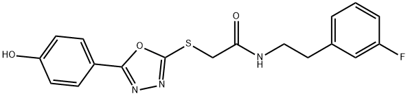 Acetamide, N-[2-(3-fluorophenyl)ethyl]-2-[[5-(4-hydroxyphenyl)-1,3,4-oxadiazol-2-yl]thio]- Structure