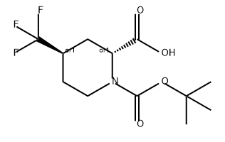 1,2-Piperidinedicarboxylic acid, 4-(trifluoromethyl)-, 1-(1,1-dimethylethyl) ester, (2R,4R)-rel- Structure