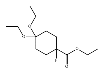 Cyclohexanecarboxylic acid, 4,4-diethoxy-1-fluoro-, ethyl ester 구조식 이미지