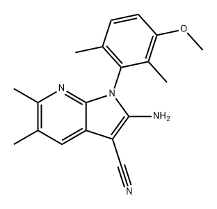 1H-Pyrrolo[2,3-b]pyridine-3-carbonitrile, 2-amino-1-(3-methoxy-2,6-dimethylphenyl)-5,6-dimethyl- Structure