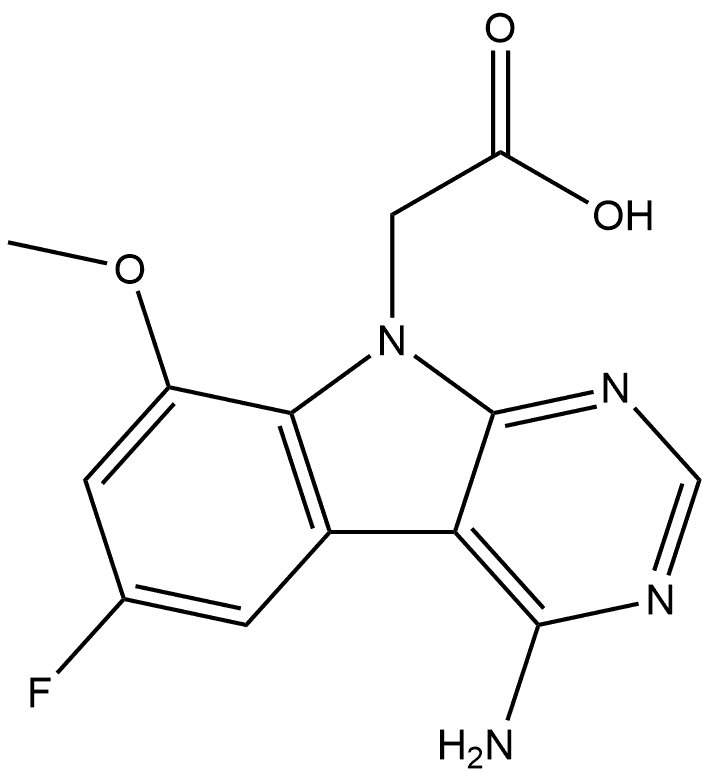 2-(4-Amino-6-fluoro-8-methoxy-9H-pyrimido[4,5-b]indol-9-yl)acetic acid Structure