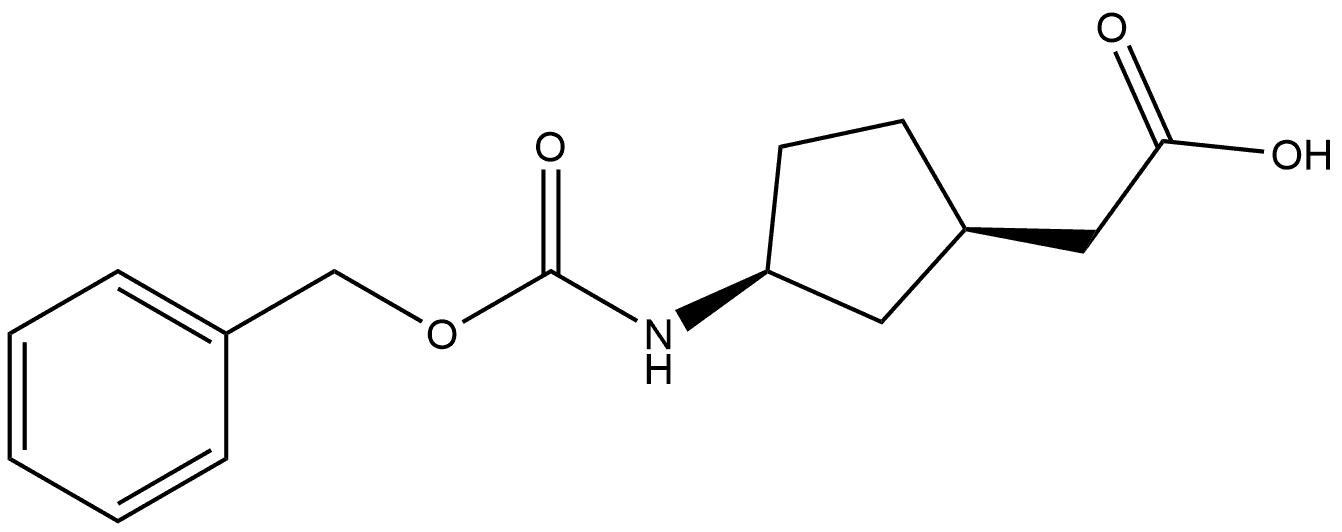 rel-(1R,3S)-3-[[(Phenylmethoxy)carbonyl] amino]cyclopentaneacetic acid Structure