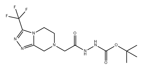 Hydrazinecarboxylic acid, 2-[2-[5,6-dihydro-3-(trifluoromethyl)-1,2,4-triazolo[4,3-a]pyrazin-7(8H)-yl]acetyl]-, 1,1-dimethylethyl ester Structure