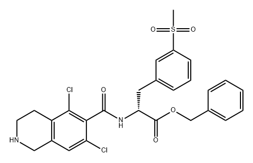 D-Phenylalanine, N-[(5,7-dichloro-1,2,3,4-tetrahydro-6-isoquinolinyl)carbonyl]-3-(methylsulfonyl)-, phenylmethyl ester Structure