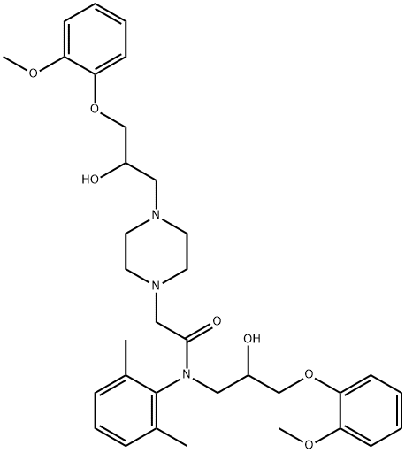 1-Piperazineacetamide, N-(2,6-dimethylphenyl)-N,4-bis[2-hydroxy-3-(2-methoxyphenoxy)propyl]- Structure