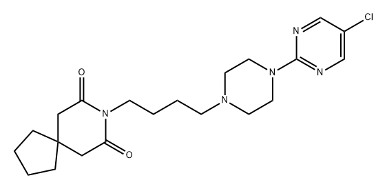 8-Azaspiro[4.5]decane-7,9-dione, 8-[4-[4-(5-chloro-2-pyrimidinyl)-1-piperazinyl]butyl]- 구조식 이미지