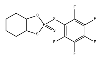 1,3,2-Benzoxathiaphosphole, hexahydro-2-[(2,3,4,5,6-pentafluorophenyl)thio]-, 2-sulfide 구조식 이미지