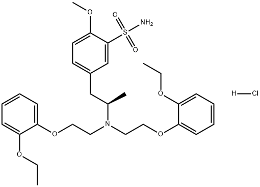 Benzenesulfonamide, 5-[(2R)-2-[bis[2-(2-ethoxyphenoxy)ethyl]amino]propyl]-2-methoxy-, hydrochloride (1:1) 구조식 이미지