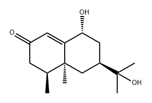 2(3H)-Naphthalenone, 4,4a,5,6,7,8-hexahydro-8-hydroxy-6-(1-hydroxy-1-methylethyl)-4,4a-dimethyl-, (4S,4aS,6S,8R)- Structure