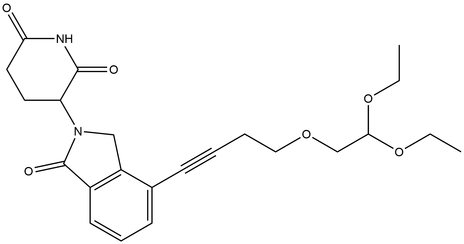 3-[4-[4-(2,2-Diethoxyethoxy)-1-butyn-1-yl]-1,3-dihydro-1-oxo-2H-isoindol-2-yl]-2,6-piperidinedione (ACI) Structure