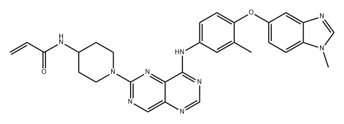 2-Propenamide, N-[1-[8-[[3-methyl-4-[(1-methyl-1H-benzimidazol-5-yl)oxy]phenyl]amino]pyrimido[5,4-d]pyrimidin-2-yl]-4-piperidinyl]- Structure