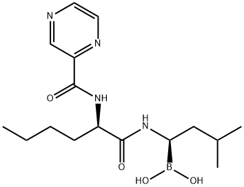 Boronic acid, B-[(1R)-3-methyl-1-[[(2R)-1-oxo-2-[(2-pyrazinylcarbonyl)amino]hexyl]amino]butyl]- Structure