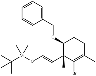 Benzene, [[[(1S,2R)-3-bromo-2-[(1E)-2-[[(1,1-dimethylethyl)dimethylsilyl]oxy]ethenyl]-2,4-dimethyl-3-cyclohexen-1-yl]oxy]methyl]- Structure