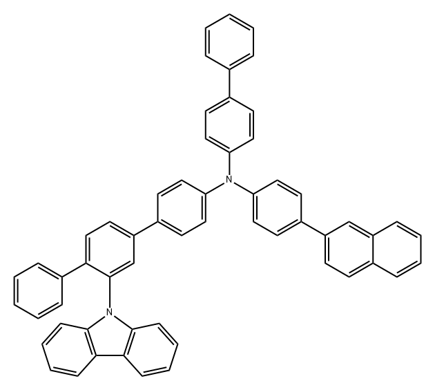 [1,1':4',1''-Terphenyl]-4-amine, N-[1,1'-biphenyl]-4-yl-3'-(9H-carbazol-9-yl)-N-[4-(2-naphthalenyl)phenyl]- Structure