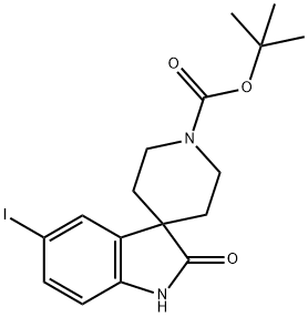 Spiro[3H-indole-3,4'-piperidine]-1'-carboxylic acid, 1,2-dihydro-5-iodo-2-oxo-, 1,1-dimethylethyl ester Structure