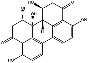 3,10-Perylenedione, 1,2,11,12,12a,12b-hexahydro-1,4,9,12,12a-pentahydroxy-, (1S,12S,12aR,12bS)- Structure