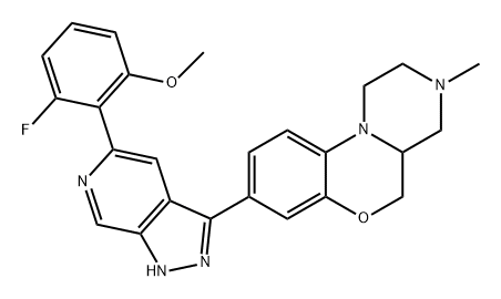 Pyrazino[2,1-c][1,4]benzoxazine, 8-[5-(2-fluoro-6-methoxyphenyl)-1H-pyrazolo[3,4-c]pyridin-3-yl]-1,2,3,4,4a,5-hexahydro-3-methyl- Structure