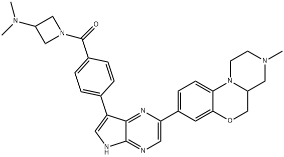 Methanone, [3-(dimethylamino)-1-azetidinyl][4-[2-(1,2,3,4,4a,5-hexahydro-3-methylpyrazino[2,1-c][1,4]benzoxazin-8-yl)-5H-pyrrolo[2,3-b]pyrazin-7-yl]phenyl]- Structure