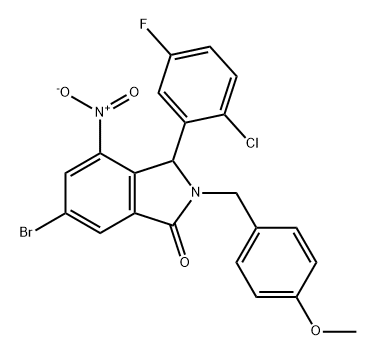 1H-Isoindol-1-one, 6-bromo-3-(2-chloro-5-fluorophenyl)-2,3-dihydro-2-[(4-methoxyphenyl)methyl]-4-nitro- 구조식 이미지