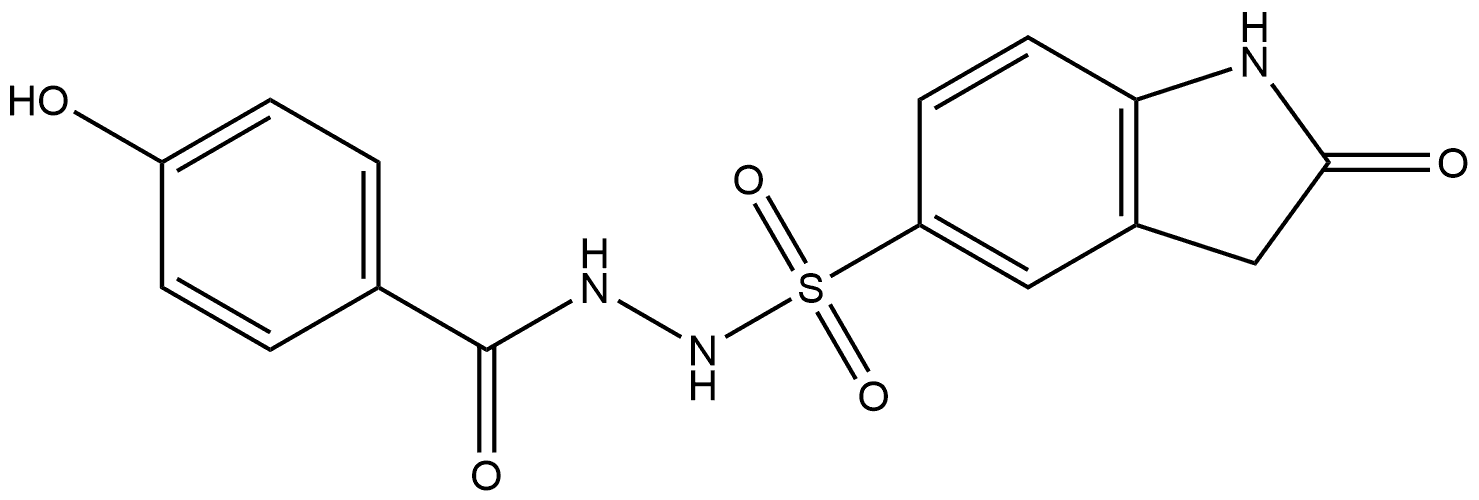 N′-(4-hydroxybenzoyl)-2-oxoindoline-5-sulfonohydrazide Structure