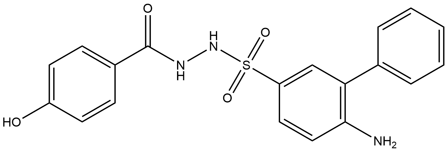 6-amino-N'-(4-hydroxybenzoyl)-[1,1'-biphenyl]-3-sulfonohydrazide Structure