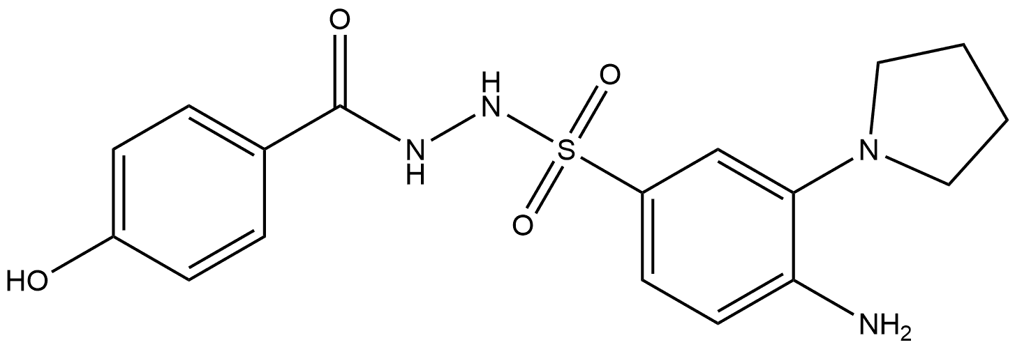 4-amino-N'-(4-hydroxybenzoyl)-3-(pyrrolidin-1-yl)benzenesulfonohydrazide Structure