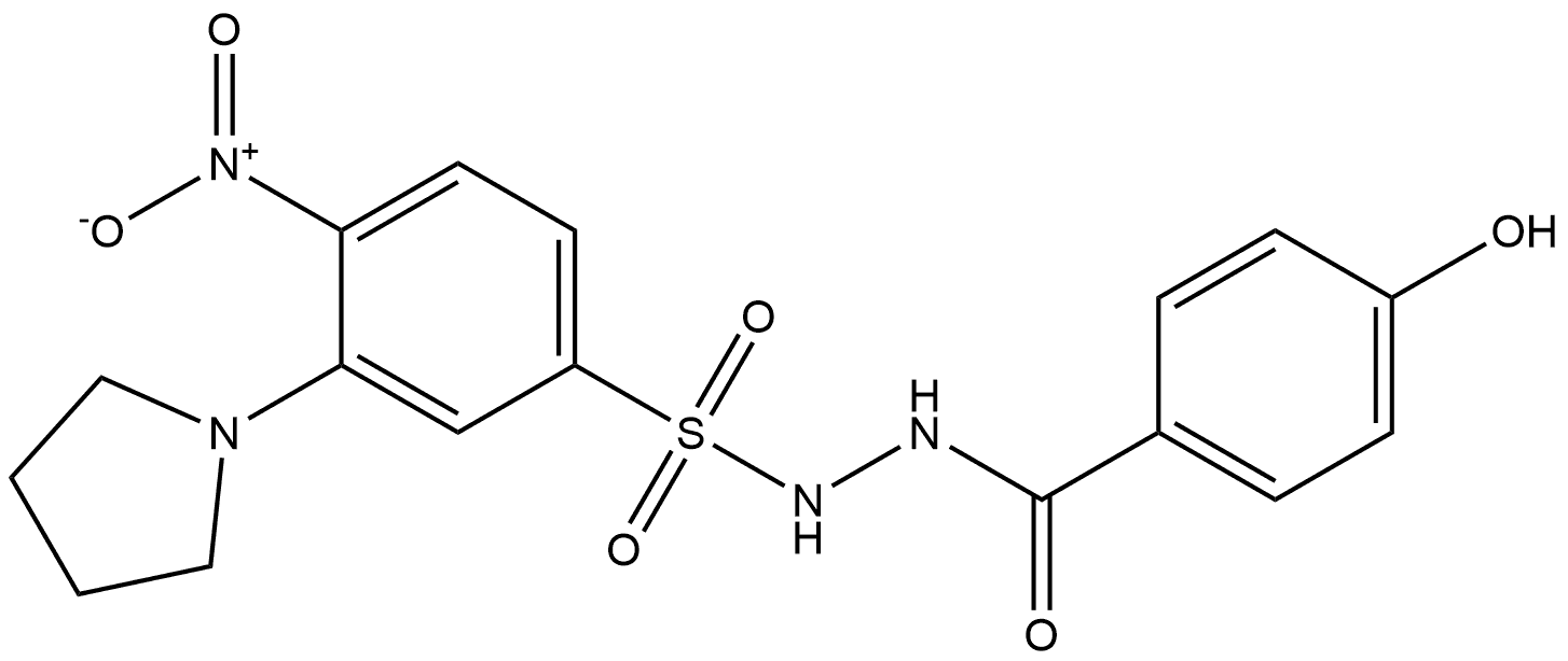 N′-(4-hydroxybenzoyl)-4-nitro-3-(pyrrolidin-1-yl)benzenesulfonohydrazide Structure