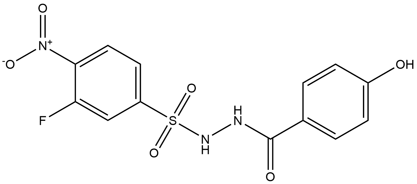 3-fluoro-N'-(4-hydroxybenzoyl)-4-nitrobenzenesulfonohydrazide Structure