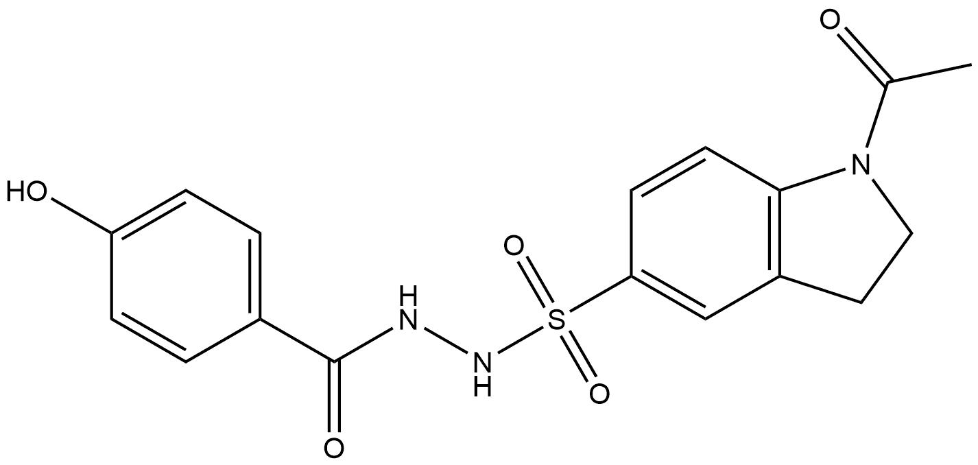 1-acetyl-N'-(4-hydroxybenzoyl)indoline-5-sulfonohydrazide Structure