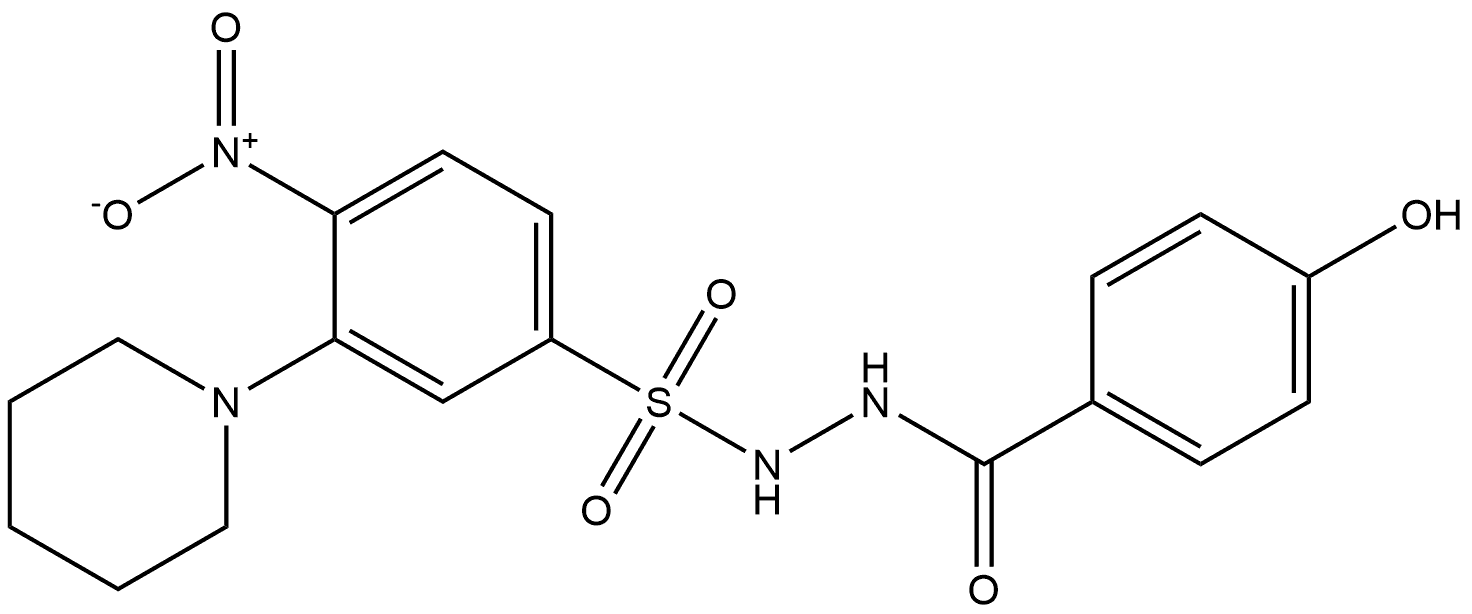 N′-(4-hydroxybenzoyl)-4-nitro-3-(piperidin-1-yl)benzenesulfonohydrazide Structure