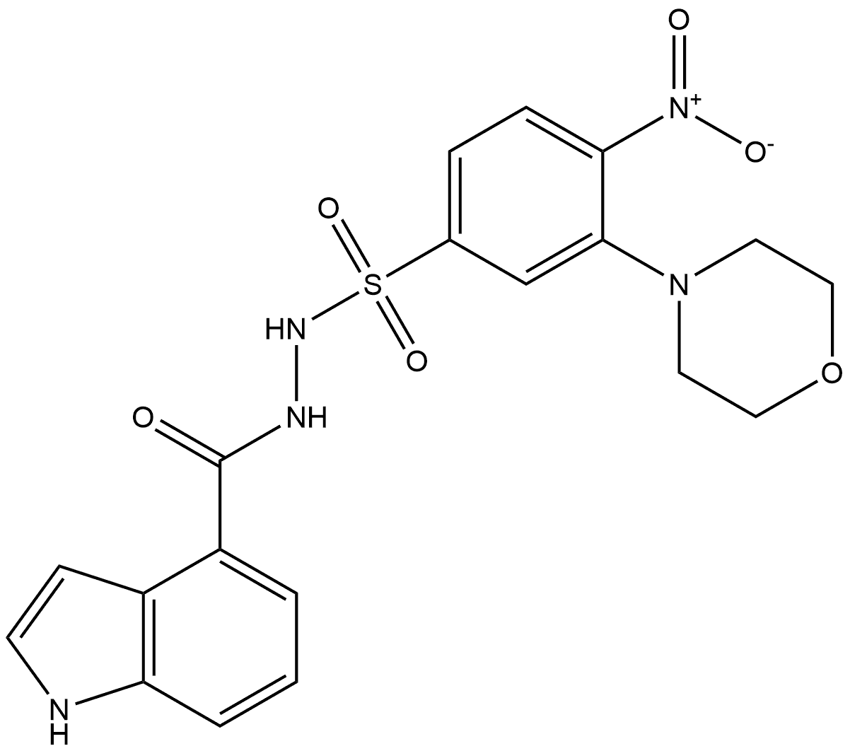 N′-(1H-indole-4-carbonyl)-3-morpholino-4-nitrobenzenesulfonohydrazide Structure